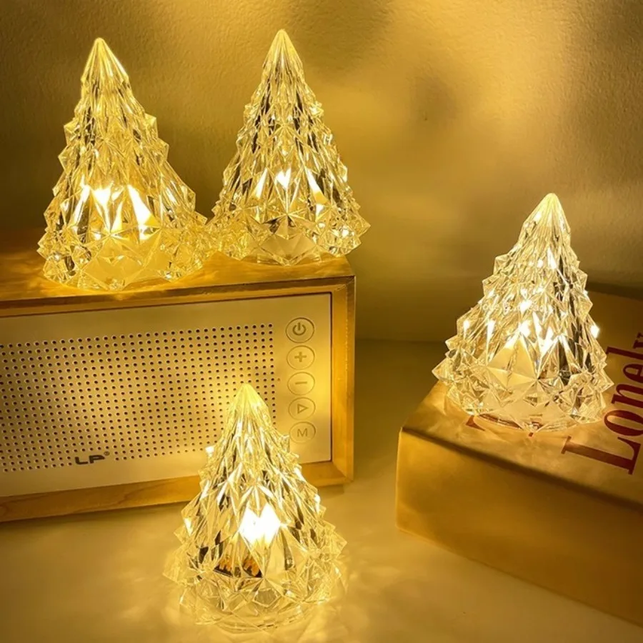 Led Diamond Table Lamp Rechargeable Night Lights Crystal Projection Desk Lamps Home Acrylic Xmas Decor Lighting Fixtures Gift