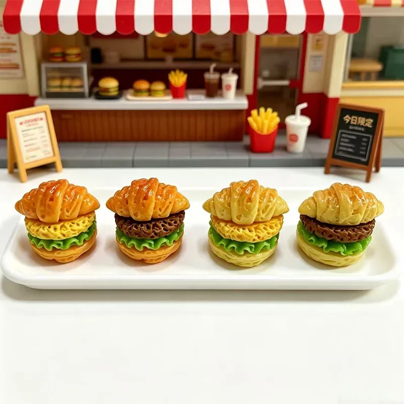 100pcs Cute Simulation Mini Hamburger DIY for Hairpin Keychain Earrings Scrapbook Dollhouse AccessoriesDesktop Ornament
