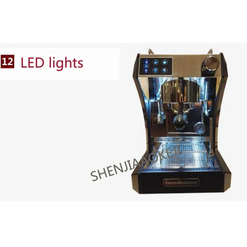 Cafetera italiana de 1,7 L, caldera doble de vapor, doble bomba, 15BAR, cafetera semiautomática completa de acero inoxidable, 220V