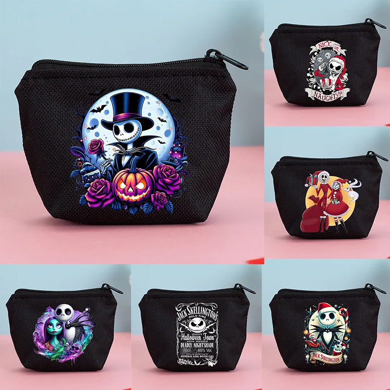 Monederos The Nightmare Before Christmas para niños, billetera con cremallera, portallaves con estampado Jack Skellington, organizador, Mini bolsa de Disney