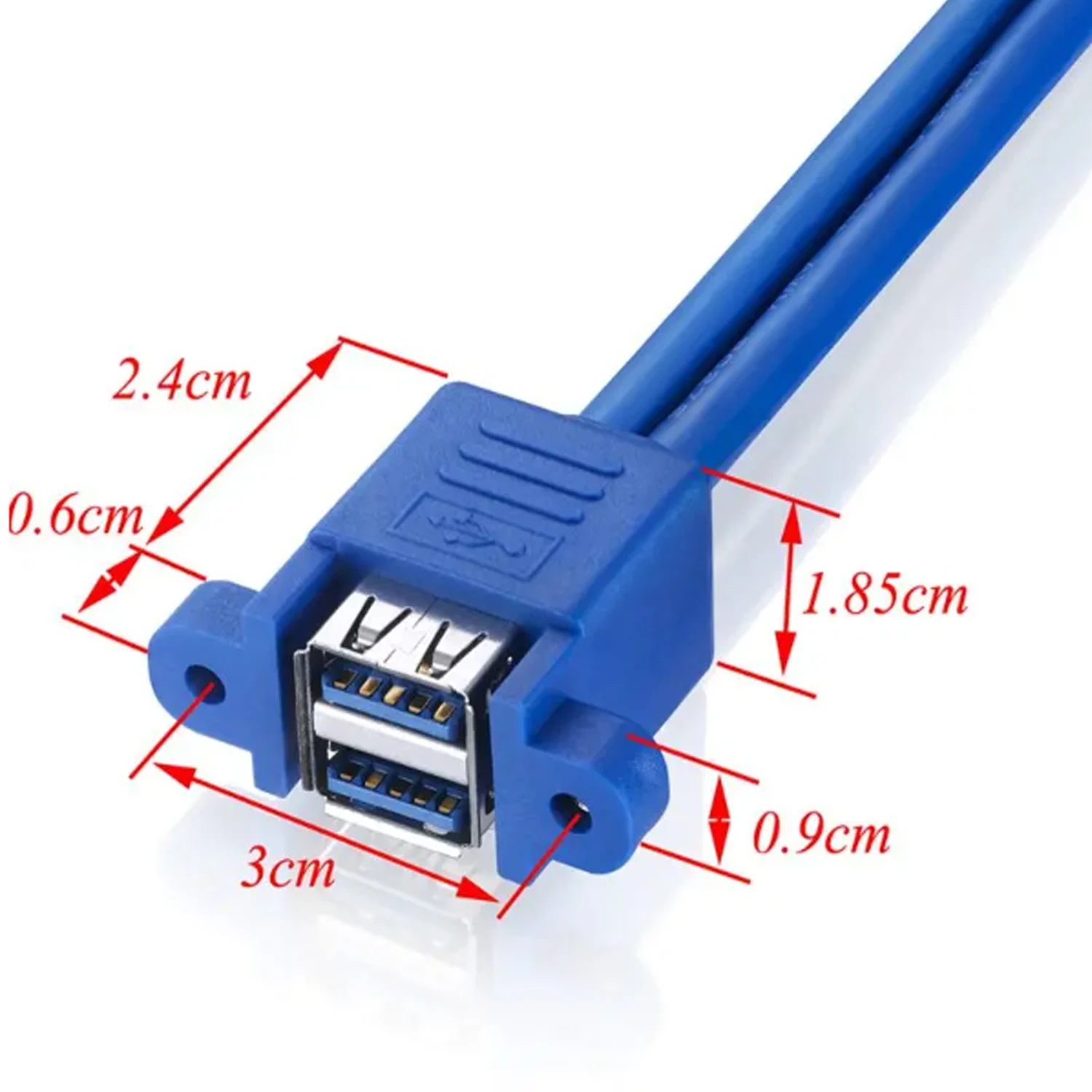 Double 3.0 USB Male-To-Female Extension Cord With Ears Can Be Fixed, Dual USB 3.0 Male-To-Female with Screw Panel Mount Holes