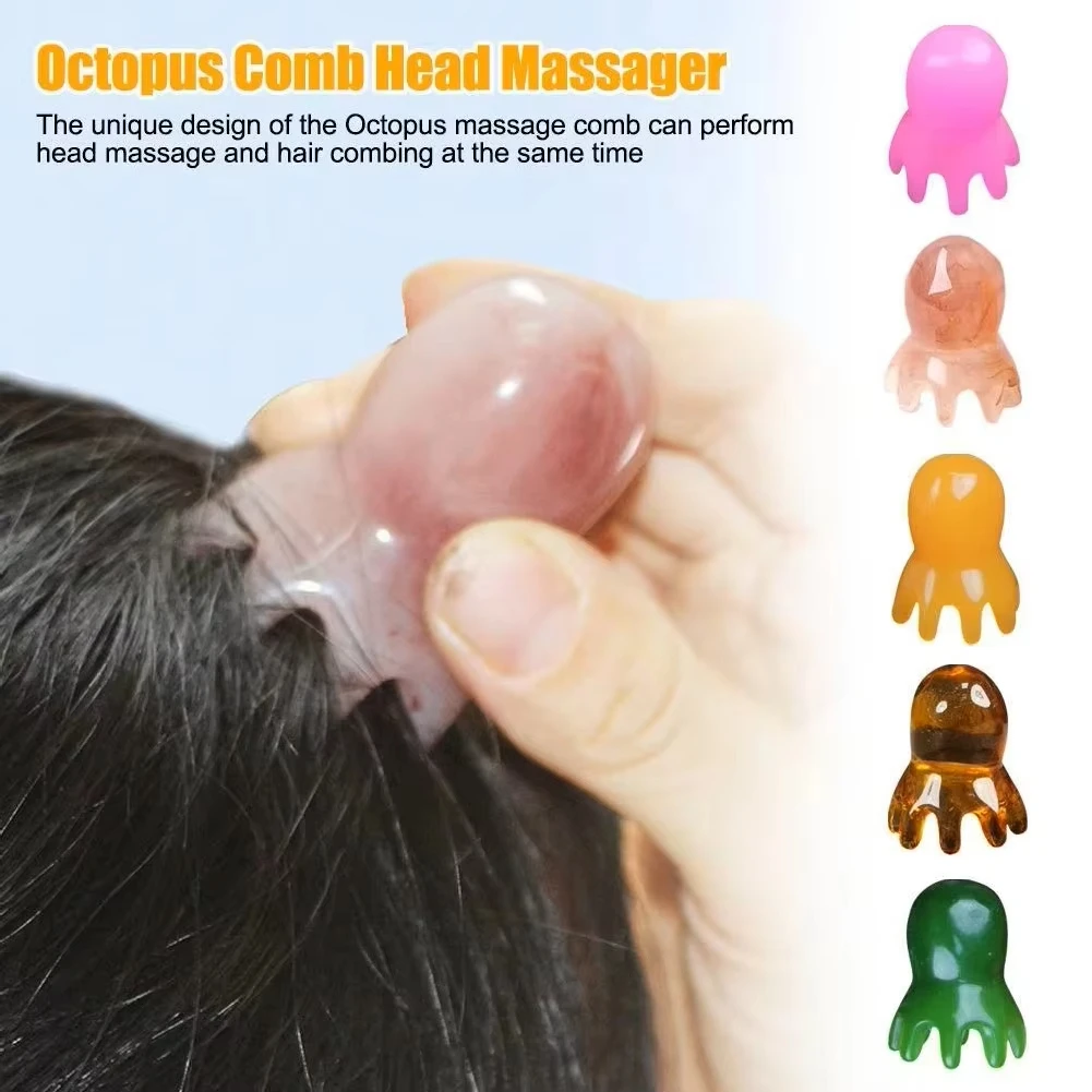 Harz-Oktopus-Kamm Niedlicher Kopfmassagegerät Haarpflege Meridian-Schaber Kopfhautmassage Akupunktur SPA Gua Sha Gesundheitsmassage-Werkzeug