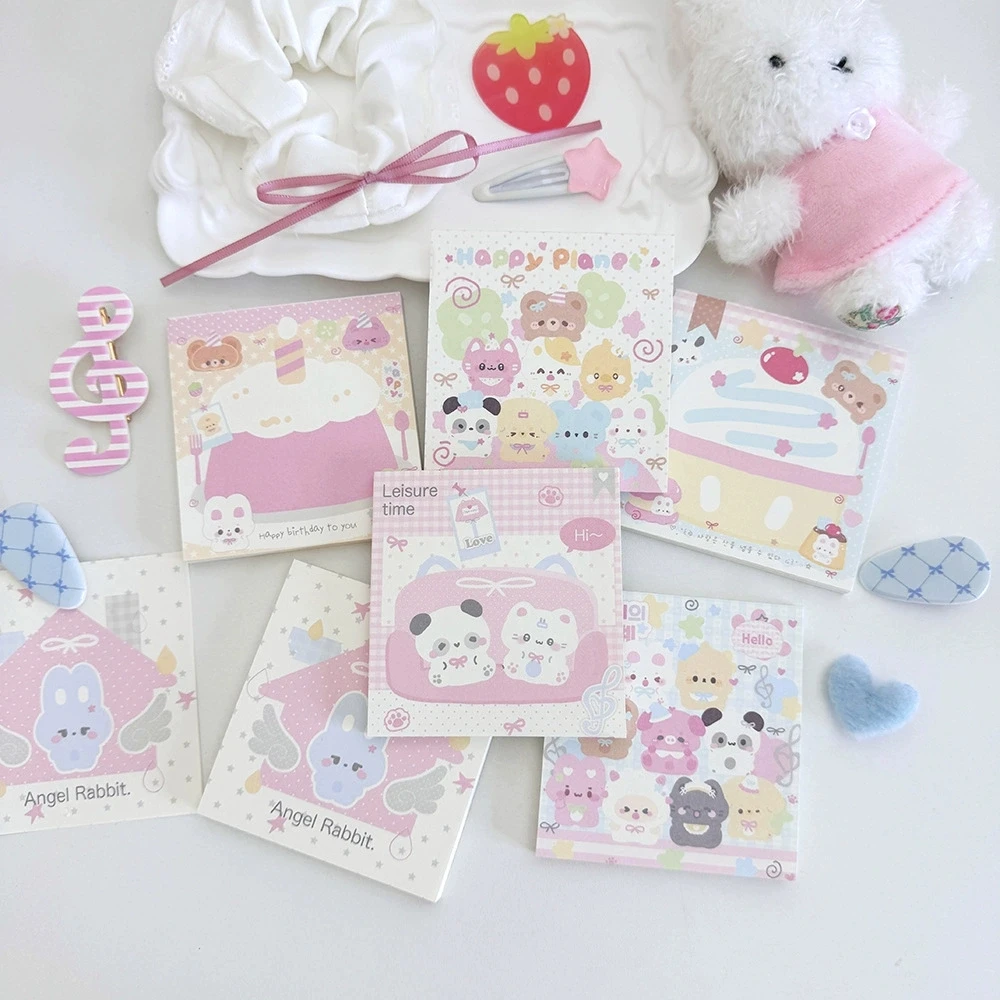 MINKYS 50 Sheets Kawaii Rabbit Cake Square Memo Pads Paper To Do List Journal Note Paperlaria DIY Material Stationery