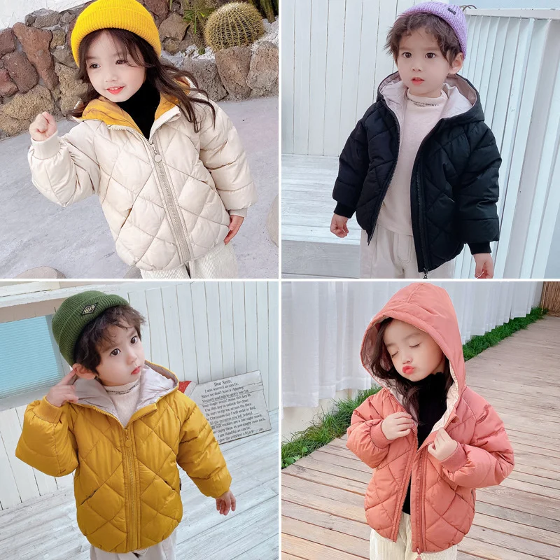 Spring New Children Down Jackets Autumn Boys Girls Fashion Thick Warm Outerwear Baby Hooded Clothes Kids Cotton Coats 3-8 Year