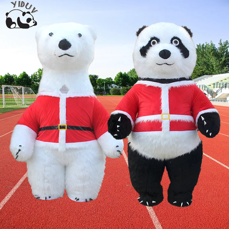 

2.6m Giant Panda Mascot Inflatable Costume Christmas Polar Bear Clothing Adult Walking Cosplay Inflatable Fursuit Set For Party