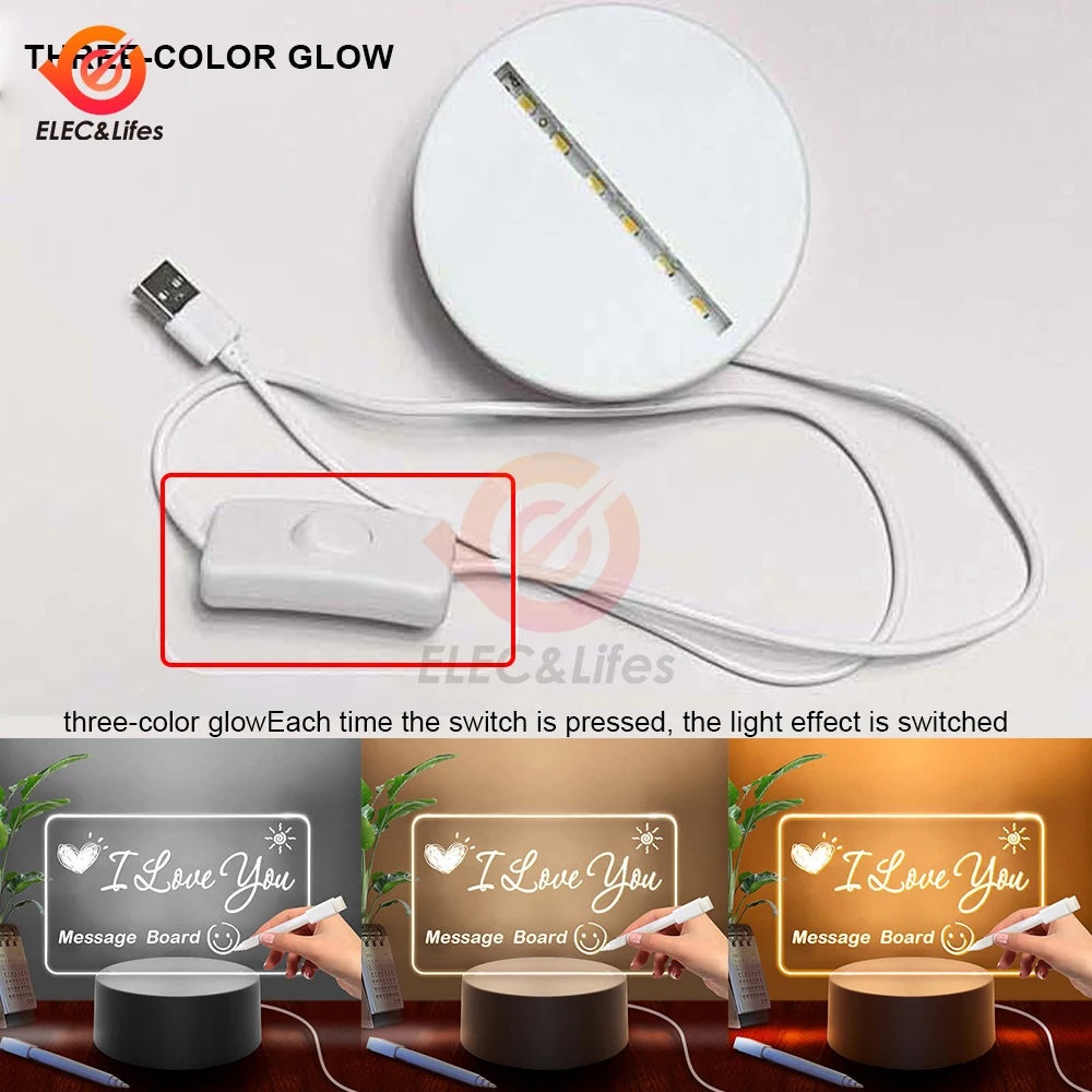 1 pz luce notturna creativa acrilico camera da letto comodino LED lampada da tavolo festa evento regalo sistema regali