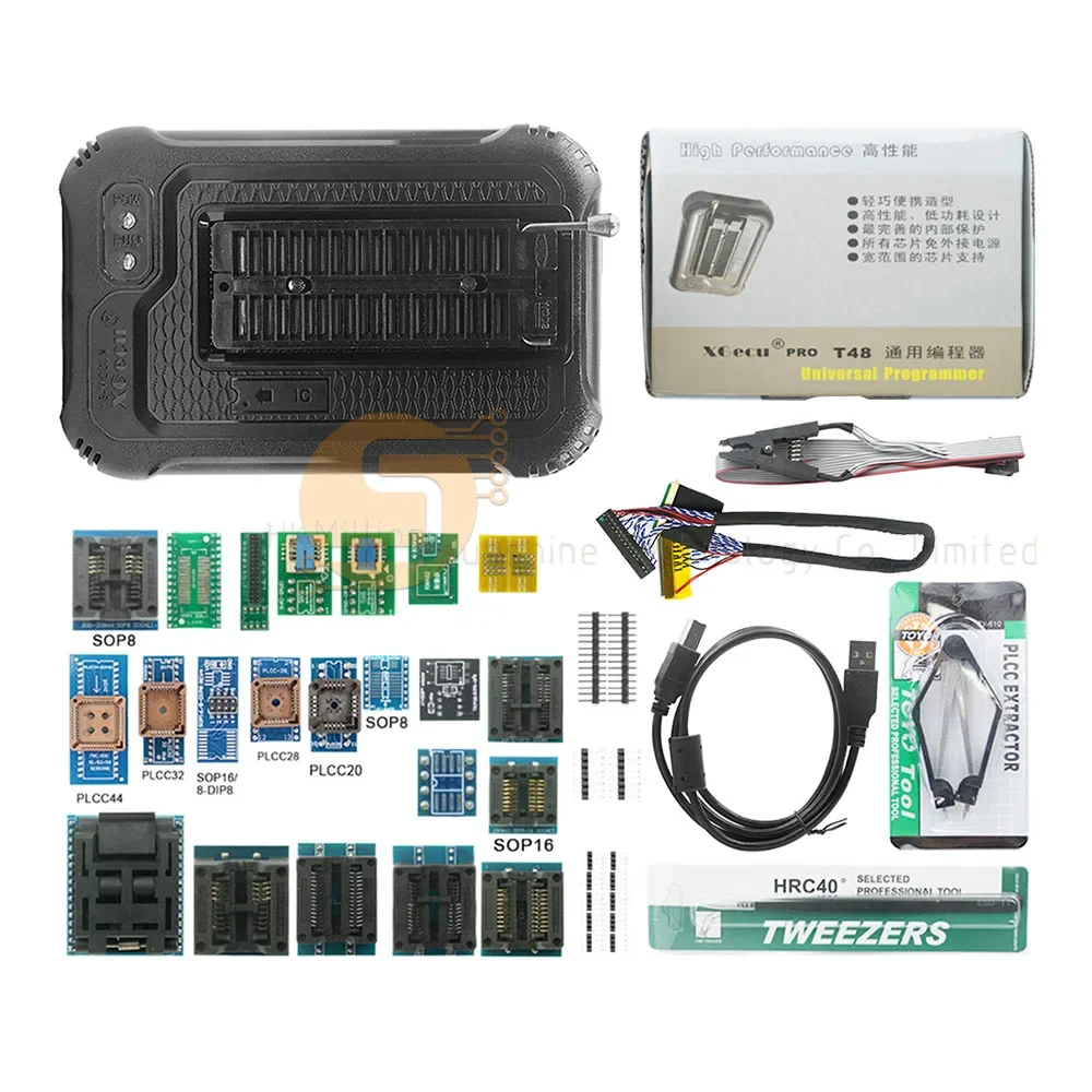 أحدث مبرمج عالمي V12.25 XGECU T48/TL866II Plus + محولات كاملة IC مشبك فلاش عالي السرعة مبرمج EPROM