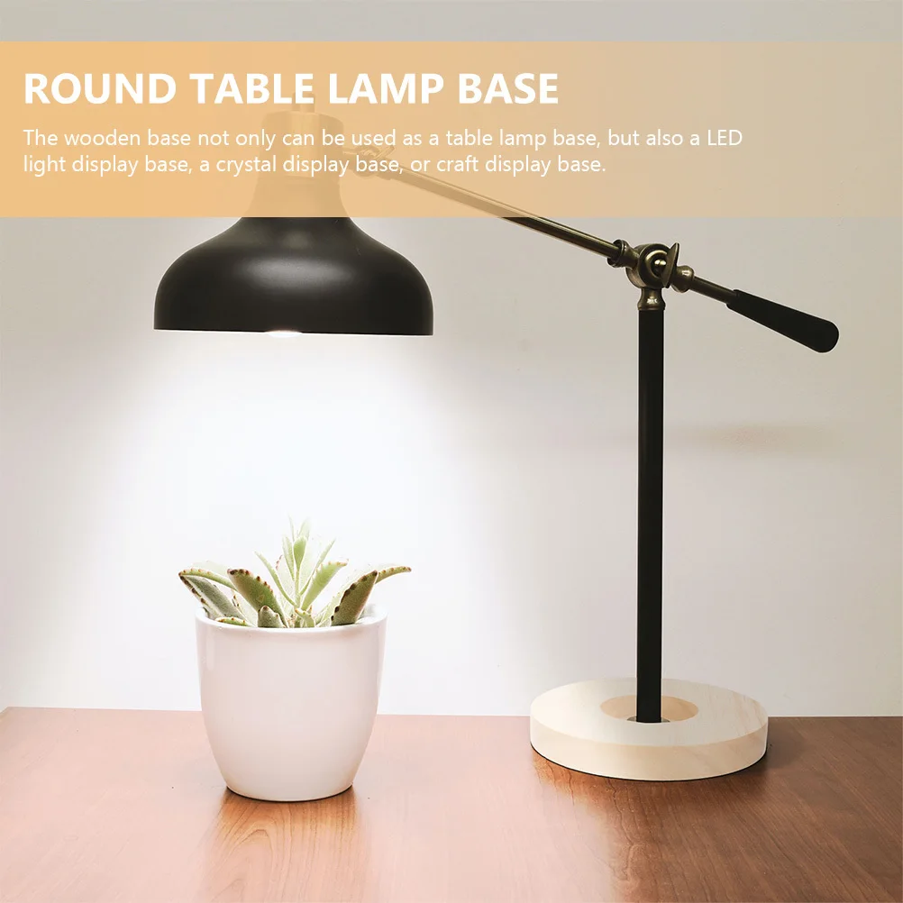 

2Pcs Wooden Round Table Lamp Base DIY Wood Solid Lamp Stand Light Parts Display Base for Study Living Room Bedroom