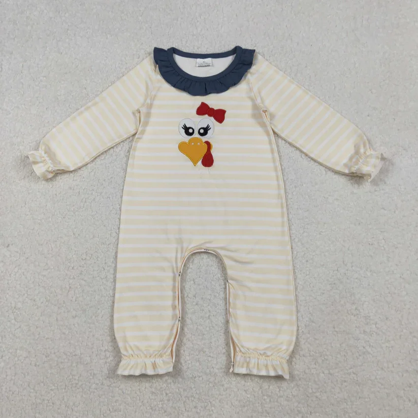 

Boutique Baby Long-Sleeved Bodysuit with Embroidered Turkey pattern Kids Romper