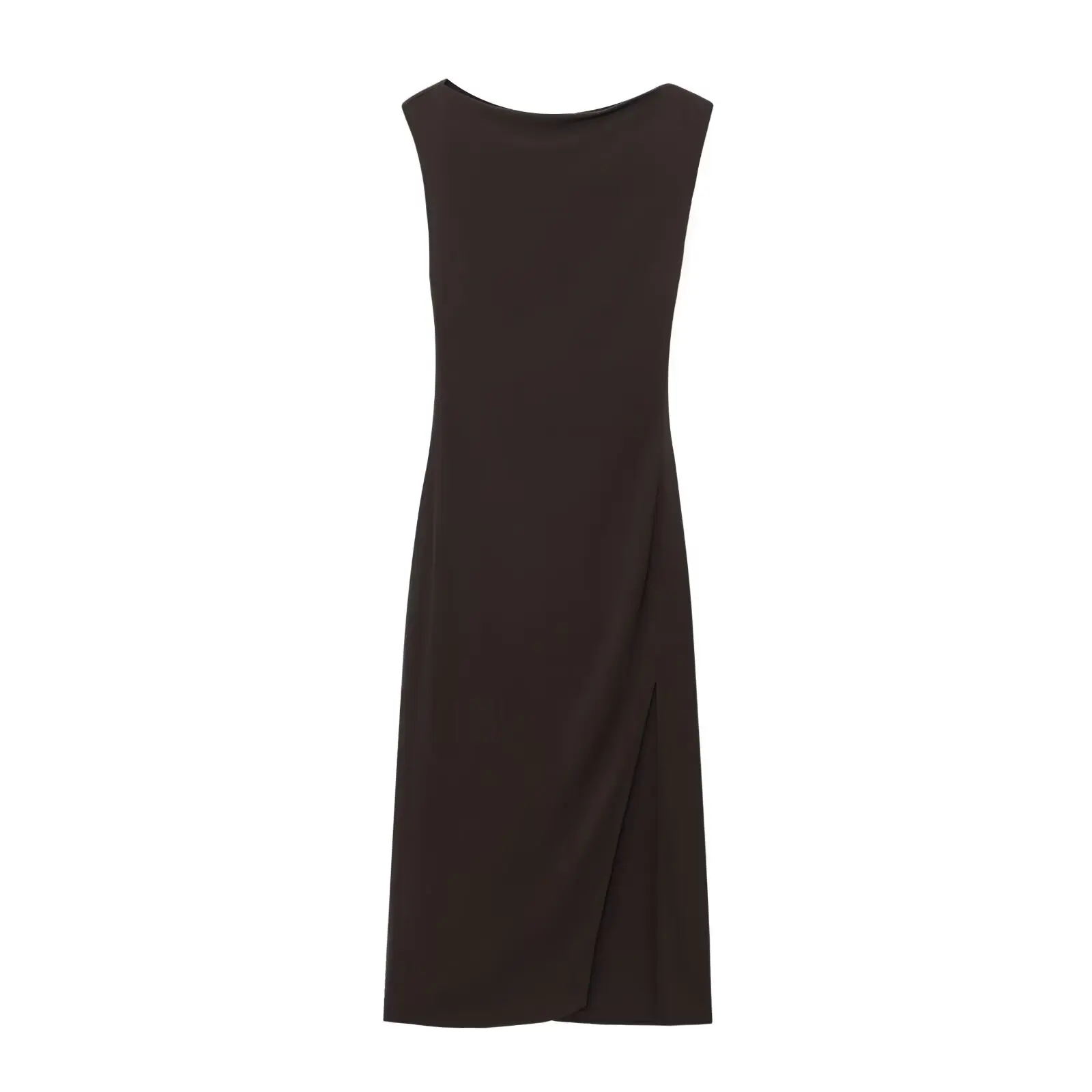Ärmelloses Midikleid für Damen im Retro-Stil, modisch, einfarbig, schmaler Rücken mit Reißverschluss, Abendparty, Sommerkleid 3332376