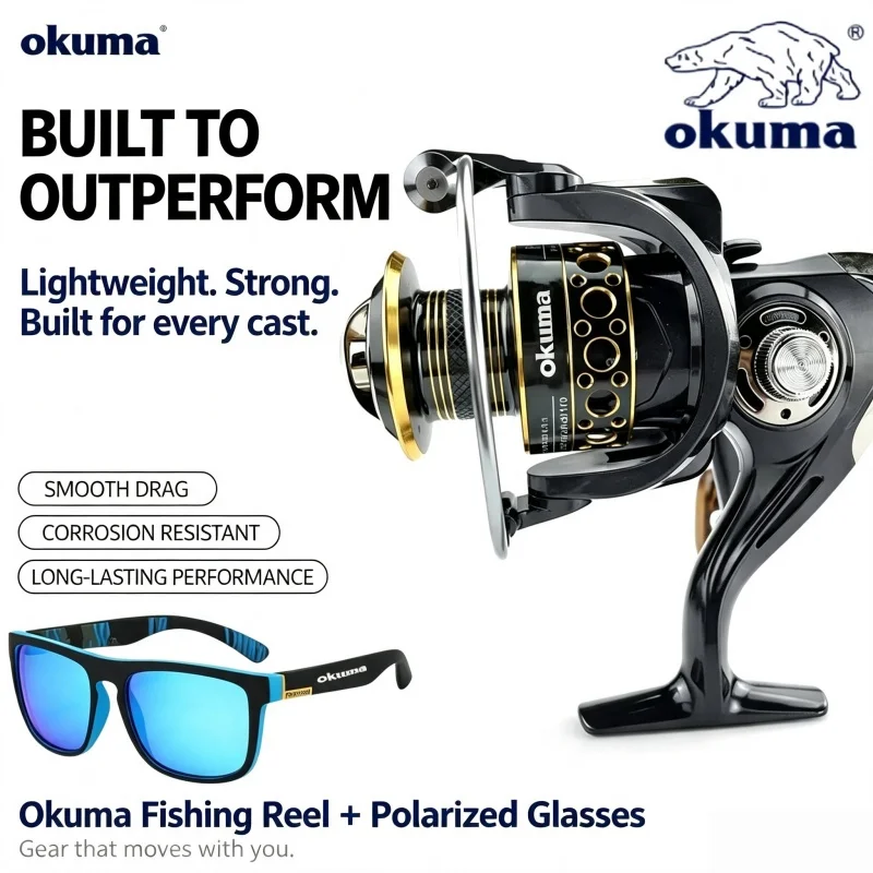 Moulinet de pêche OKUMA-Spinning, moulinet de pêche ultra léger en métal, outil de pêche, roue de pêche, force de freinage maximale 18KG, 2026