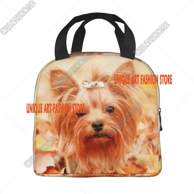 Yorkshire Terrier Dog Insulated Lunch Bag for Women Waterproof Animal Pattern Thermal Cooler Bento Box Kids School Children