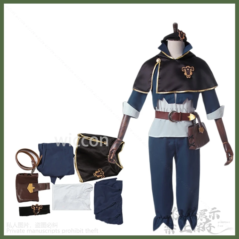 Quente anime preto asta cosplay trevo mágico batalha uniforme capa calças superiores perucas para o homem festa de natal de halloween personalizado