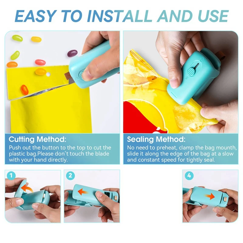 Mini Bag Sealer Handheld Thermal Vacuum Sealer 2 In 1 Heat Sealer And Cutter With Lanyard For Plastic Bag Food Storage