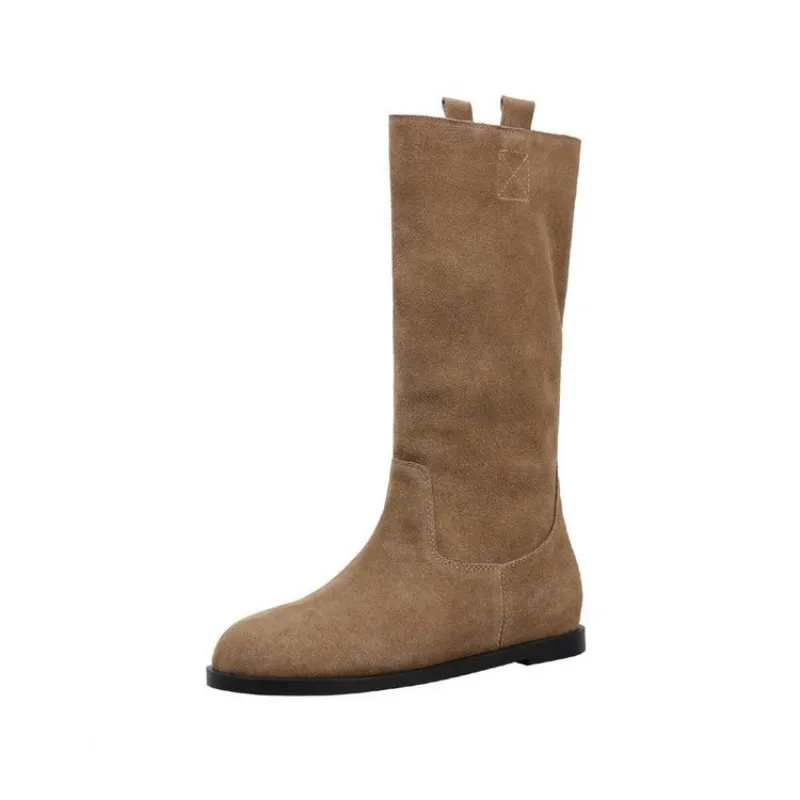 Herbst/Winter Damen Neue Einfache Stiefeletten - Runde Zehenkappe, Flacher Boden, Exquisit Geformte Einteilige Reitstiefel – Detail 14
