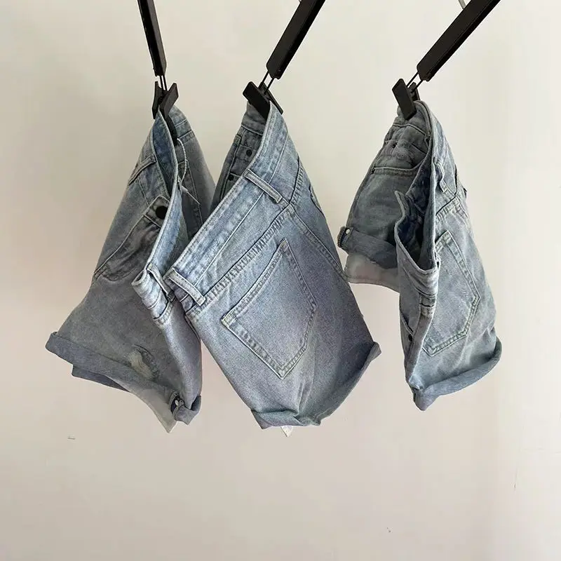 아메리칸 레트로 찢어진 밑단 로우라이즈 데님 반바지 여성 2025 여름 힙 랩 진 핫팬츠 부티 쇼츠