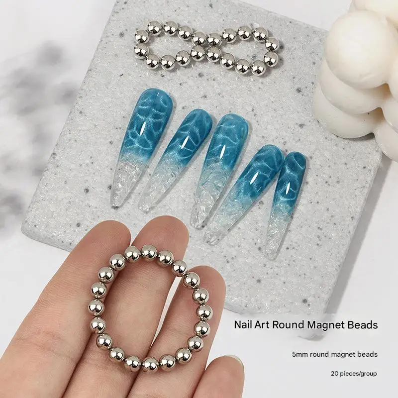 20 Pz/lotto 3D Oceano Ondulazione Occhio di Gatto Perline Magnetiche Ondulazione Dell'acqua Onda Linea Effetto Gel Smalto Rotondo Unghie Magneti Palle Strumenti per Manicure