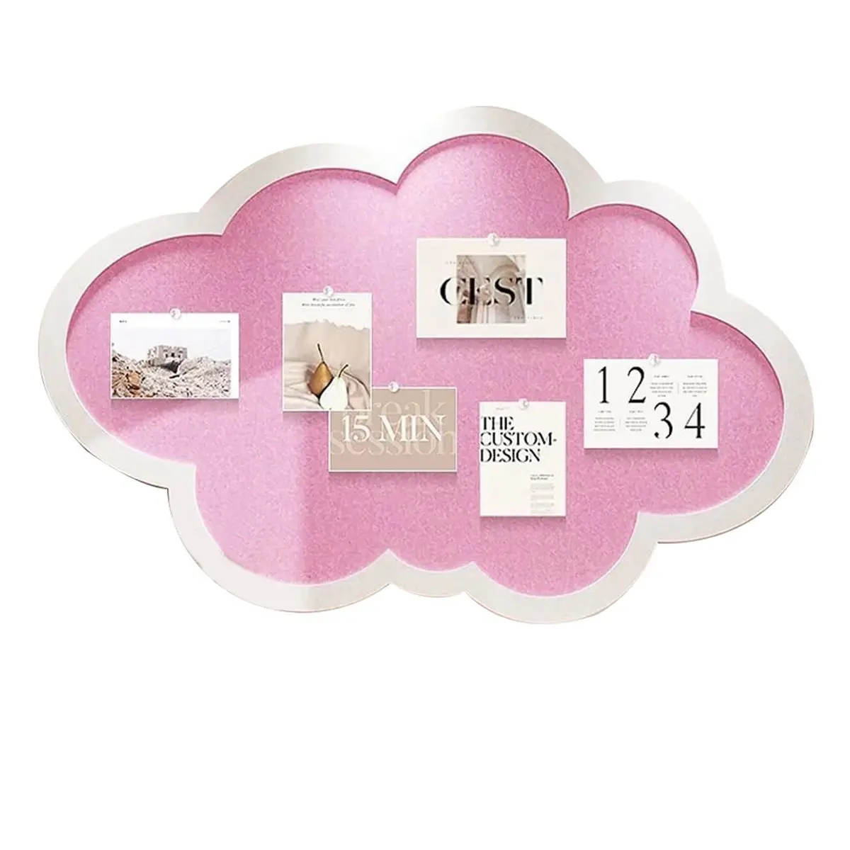 ABZT Cute Bulletin Board for Wall,Cloud Shape Cork Notice Board with Pushpins,Self Adhesive Felt Memo Board(Pink,80x50cm)