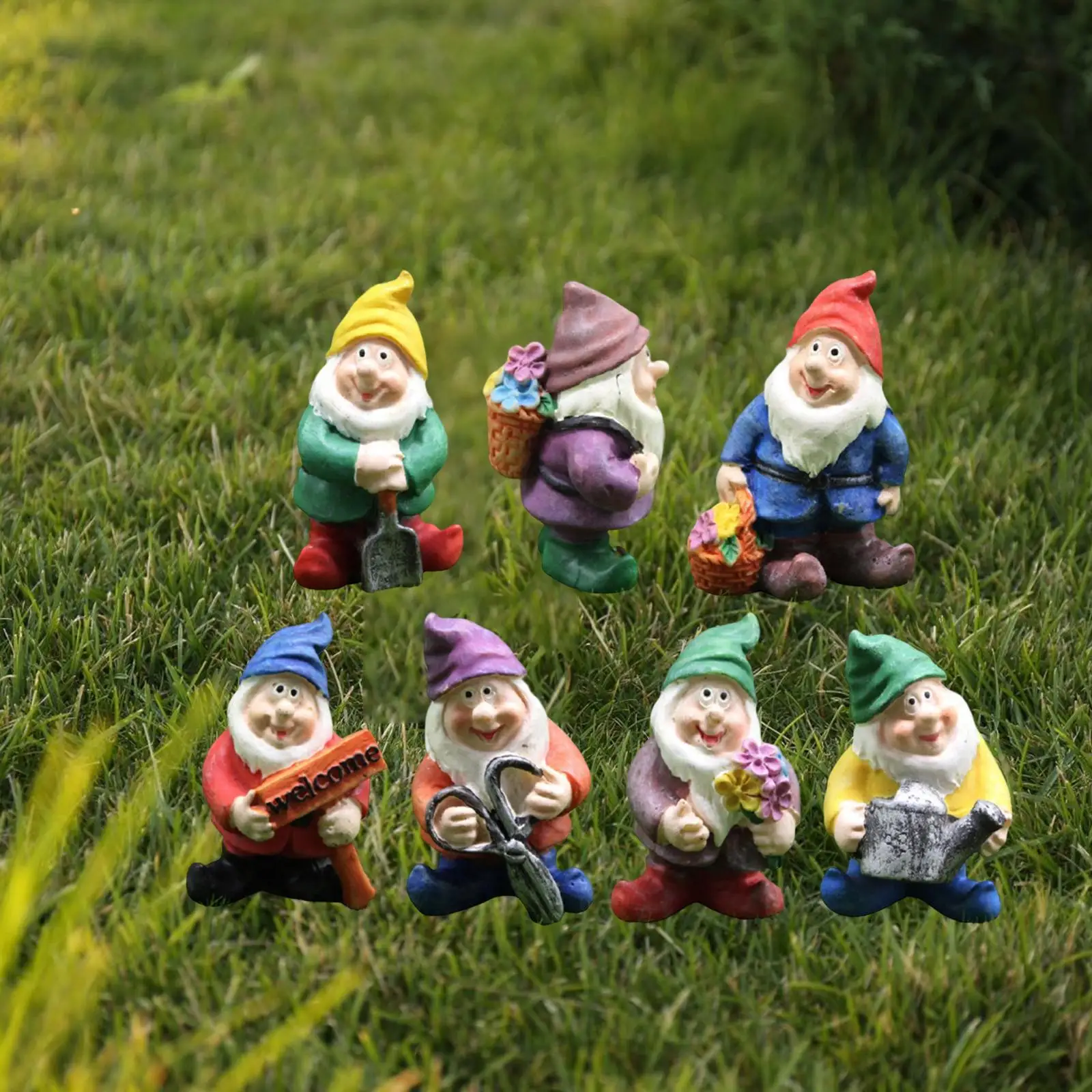 Seven Dwarfs Resin Gnomes Garden Fairy Gardens Decoration Miniature Ornament