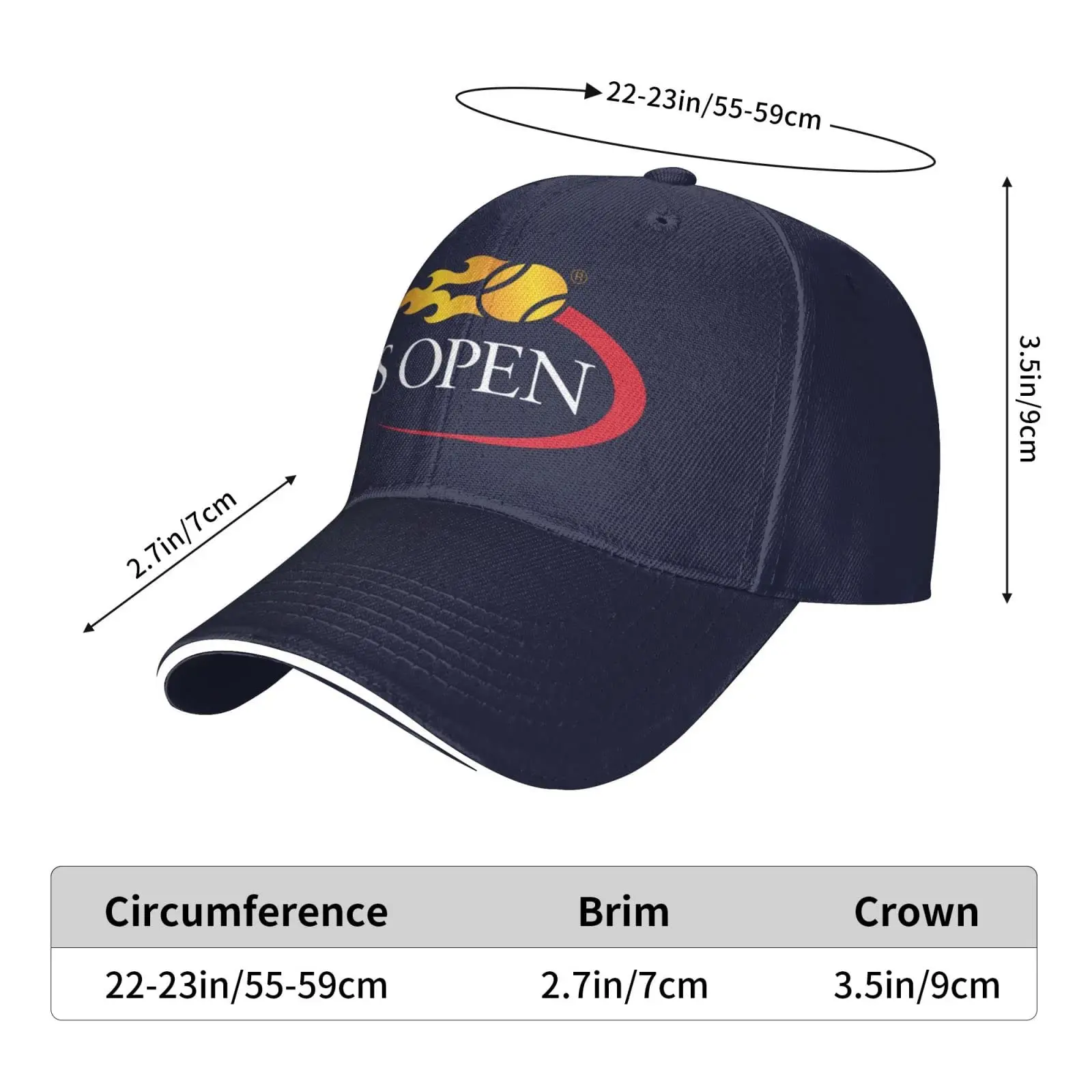 Us Open-Casquette Sandwich Unisexe, Casquette de Baseball Classique, Casquette Ajustable, Chapeau de Papa, Bleu Marine