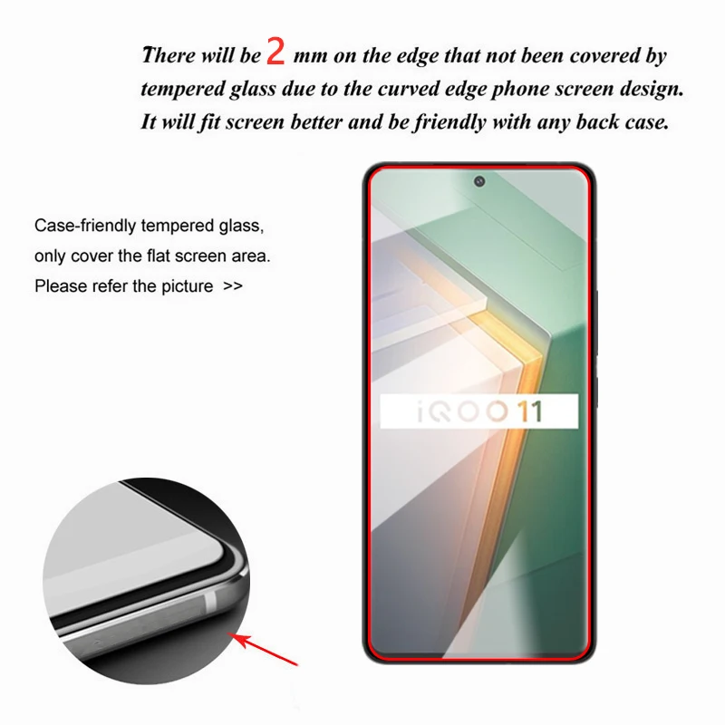 For Vivo iQOO 11 Glass For iQOO 11 Tempered Glass 6.78 inch Transparent HD Screen Protector Vivo iQOO 3 5 7 8 9 10 11 Lens Flim