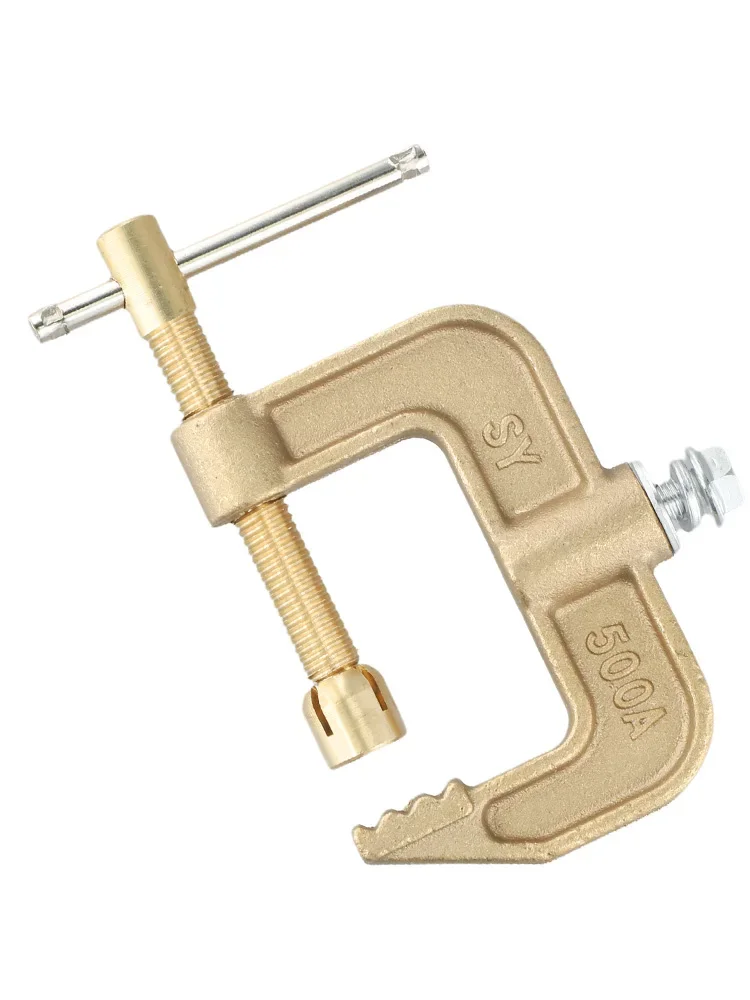 Soldering Tools Ground Clamp 500A Accessories All-copper Argon Arc Earth Wire Clip Electric Welder G-shaped Golden