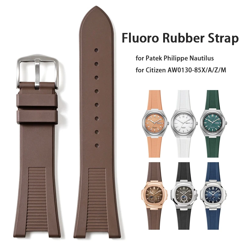 Correa de goma fluorada para Patek Philippe Nautilus KFM, banda deportiva resistente al agua para pulsera Citizen AW0130-85X/A/Z/M