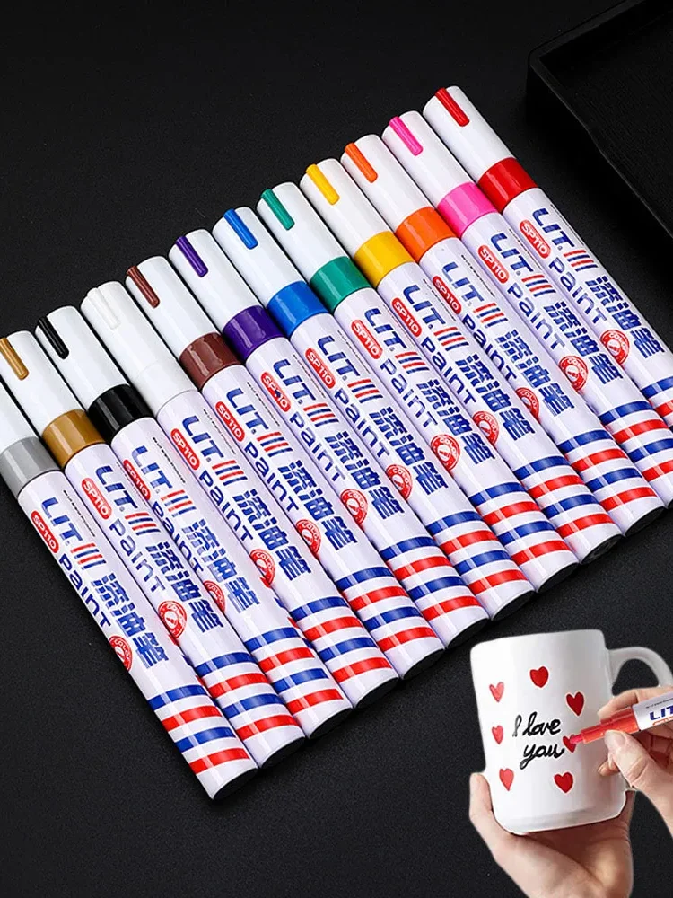 Stylo de réparation des rayures de voiture, étanche, pour pneus de roue automobile, peinture grasse, stylo de retouche, dissolvant de remplissage de peinture, marqueur de peinture pour pneus de