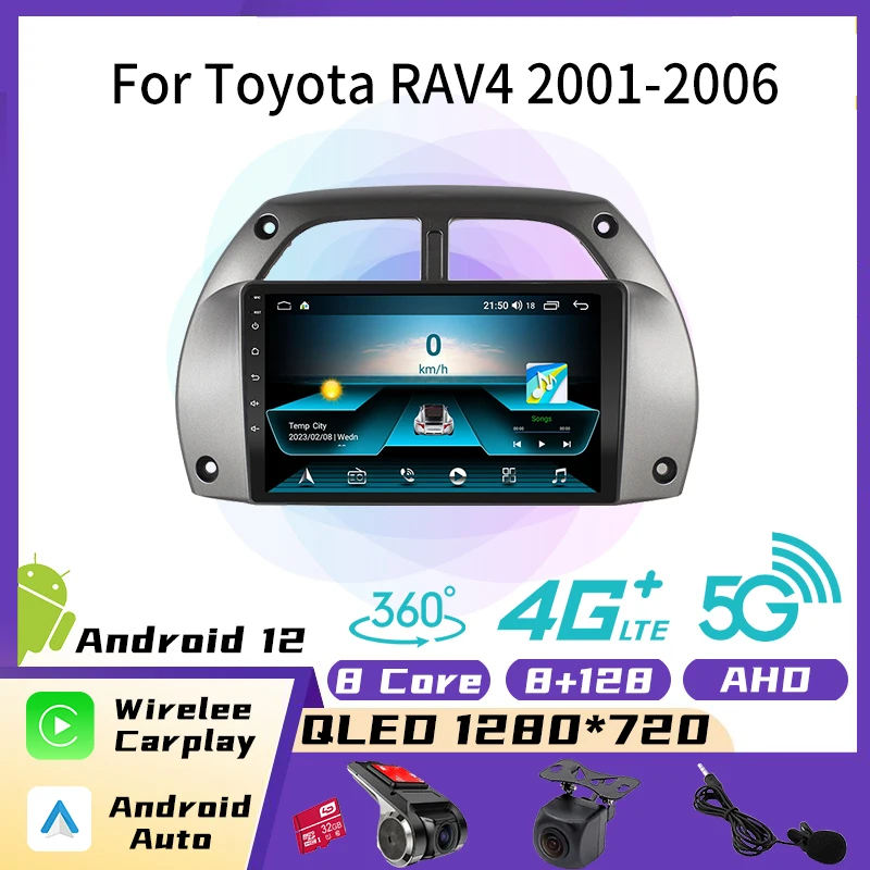 

Автомагнитола 2 Din для Toyota RAV4 2001-2006 Android, автомобильное радио, мультимедийная система, GPS, головное устройство, Wi-Fi, FM-приемник, головное устройство