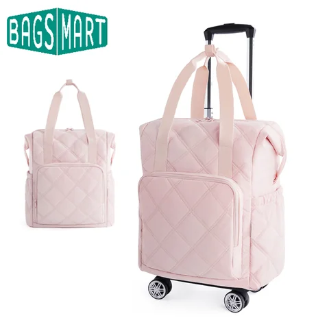 BAGSMART Removable Travel Bag with Wheels Waterproof Backpack Organizer with PVC Wet Pocket Large capacity Carry on Duffle Bags