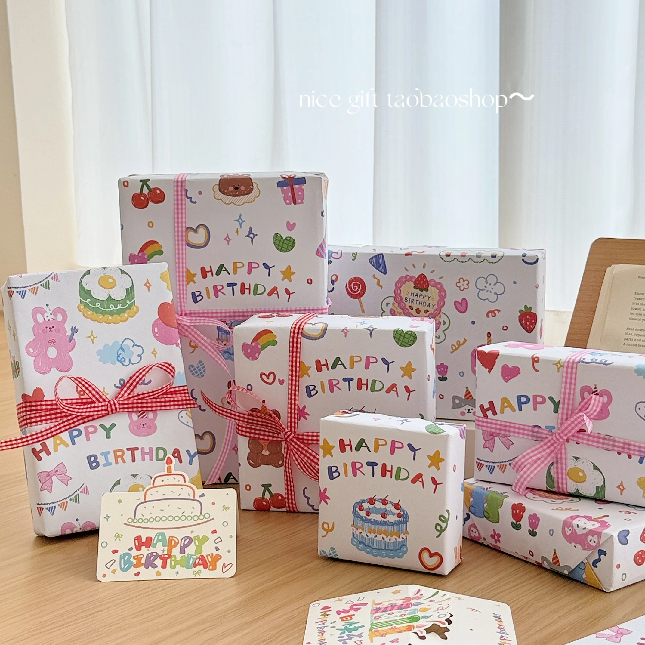 1 Group Cute Cartoon Small Animals Kraft Paper Birthday Party Gift Wrapping Paper 6pcs Exquisite Gift Box Creative Gift Paper