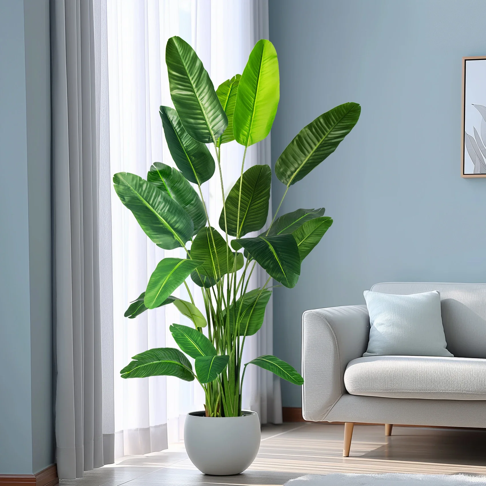 Large-scale simulated green plant, turtle-backed bamboo, traveler's banana, bionic plant, fake tree, potted plant, indoor living