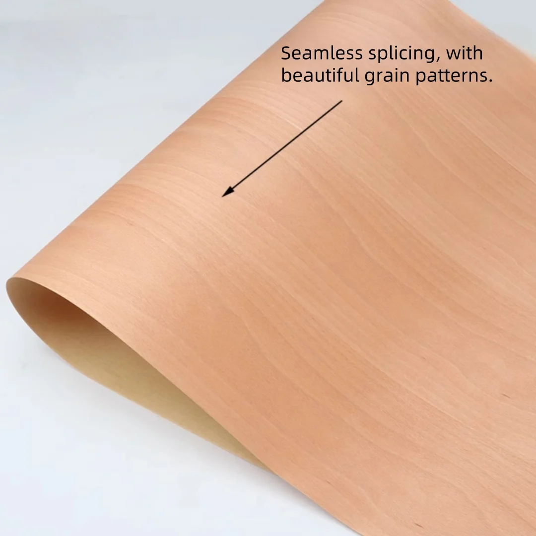 

size:250x58cmT:0.25mm Handmade Veneer Decoration with Kraft Paper and Natural Red Beech Wood Veneer
