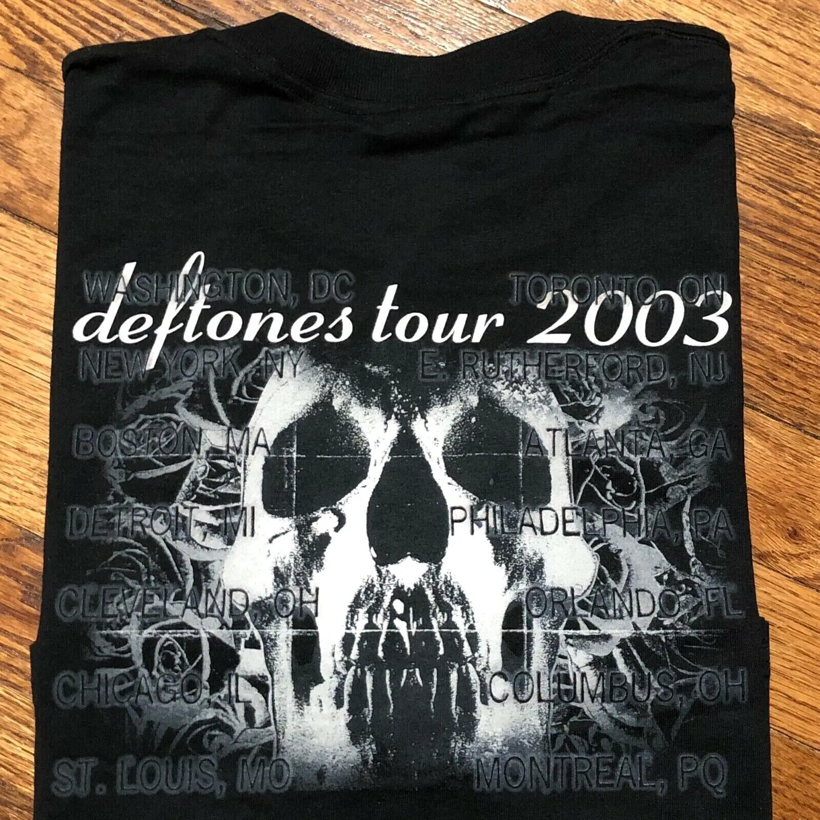 2003 Nos Deftones T-Shirt Vintage Nu Metal Rock Y2K L Concert Tour With Dates