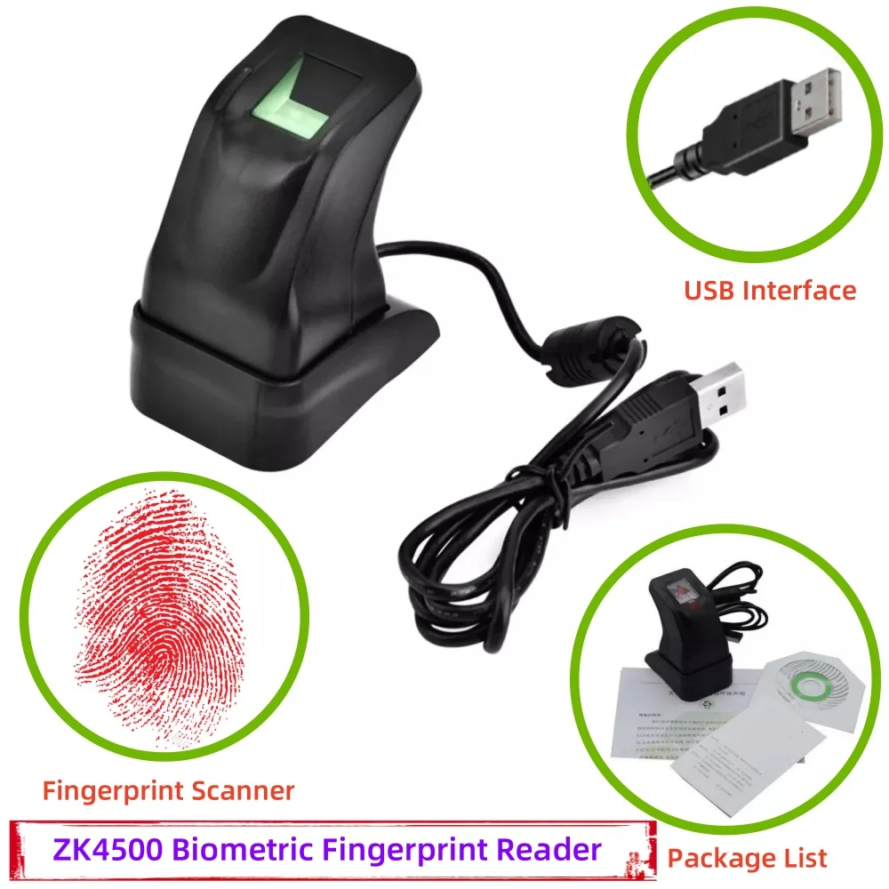 

Portable Fingerprint Scanner Sensor Smart Fingerprint Collection for PC Home Office SDK ZK4500 fingerprint authentication usb