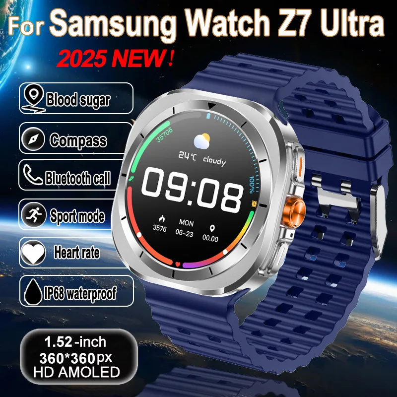 Suitable For Samsung Galaxy Watch Z7 Ultra Smart Watch Men 1.52-inch AMOLED Bluetooth call IP67waterproof sports smart watch New