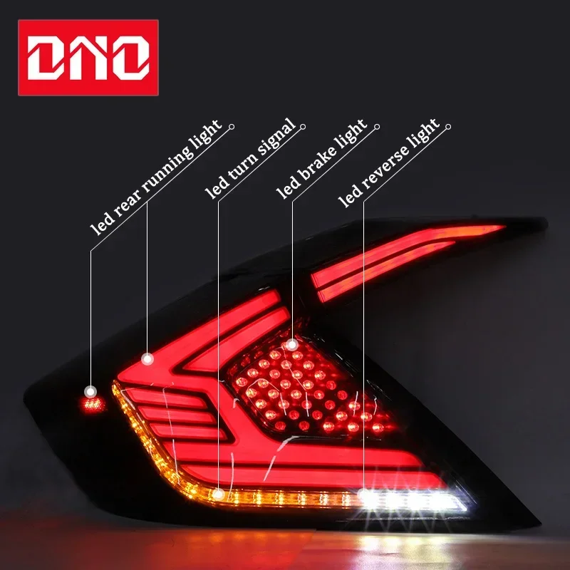 

Car LED 12V Taillight For Honda Civic Type R 2016-2018 Sedan Rear Running Lamp Brake Reverse Dynamic Turn Signal Car Tail Light