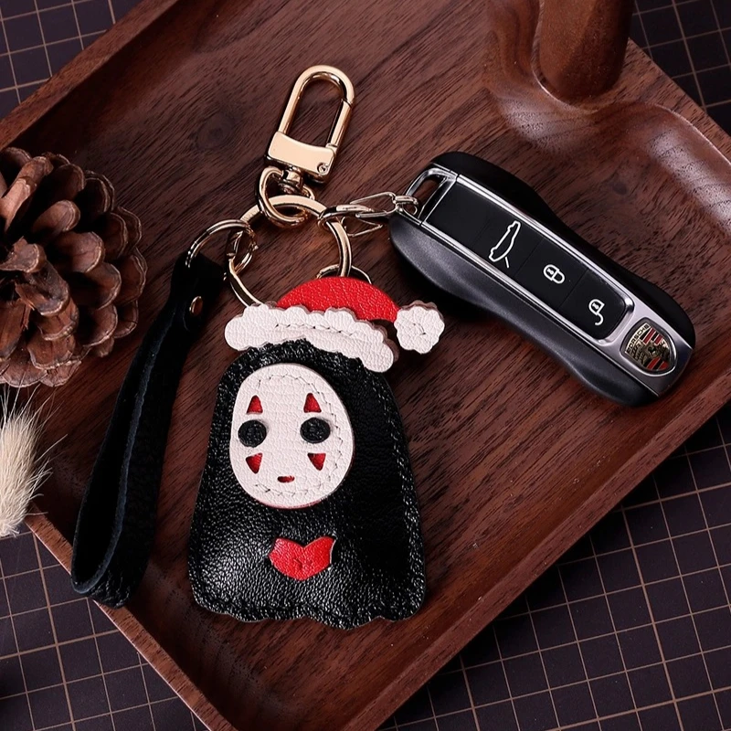 

Mask Ghost Pendant, French Sheepskin Bag Pendant Phone Pendant Bag, Pure Handmade Genuine Leather Keychain.