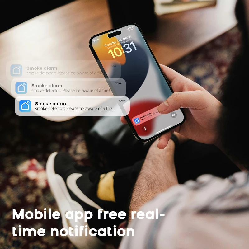 Tuya Wifi Sensor Asap Sistem Alarm Keamanan Rumah Kehidupan Cerdas Kontrol Aplikasi Detektor Asap Gas Keamanan Sensitivitas Tinggi untuk Rumah