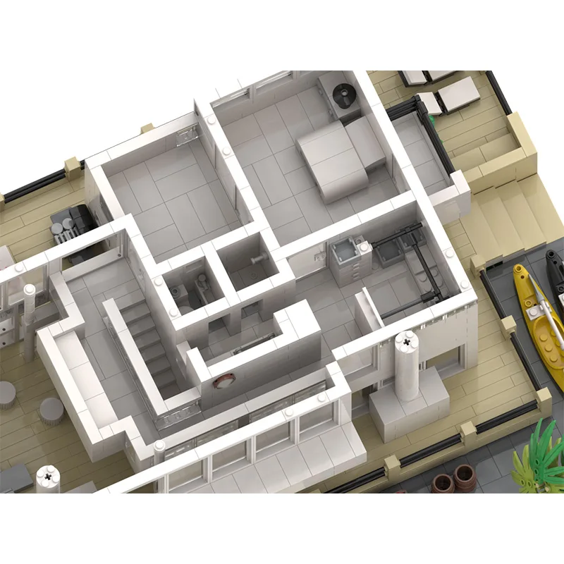 3314 Piezas, Construcción de la Casa de la Isla de Fuego de Richard Meier, MOC, Bloques de Construcción Modulares Personalizables, Juguete de Ensamblaje Simple para Niños, Regalo