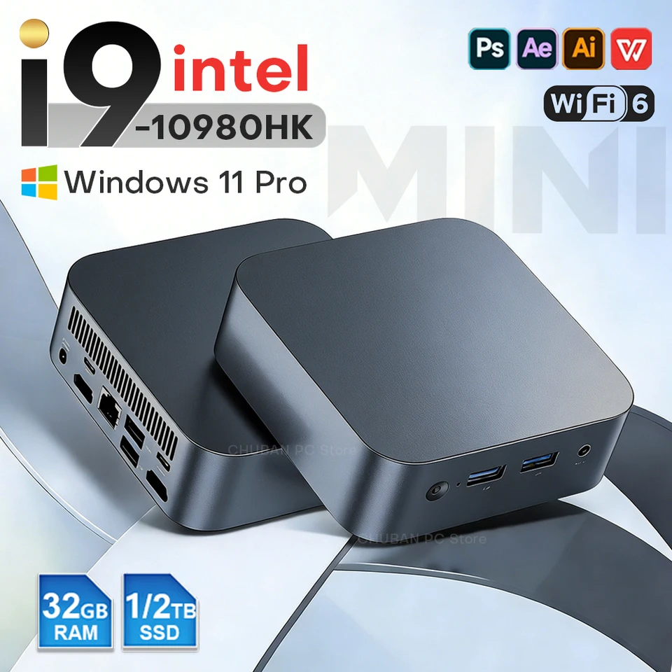 Mini PC Gamer Intel i9 10980HK/N150 Windows 11 Mini Computer 16