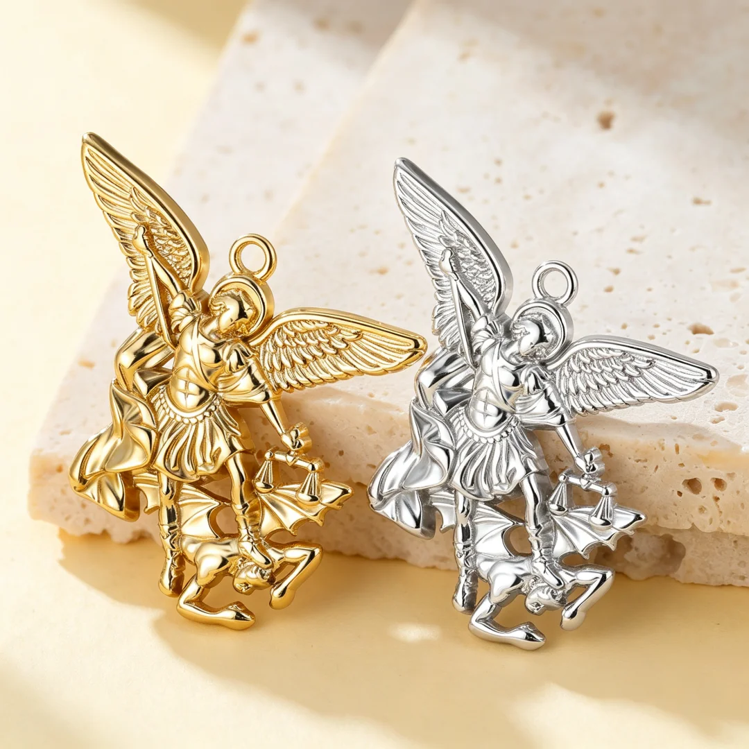 St Michael Archangel Pendant Saint Michael Defeat Devil Charm Amulet Religious Protective Talisman Jewelry for Men Women