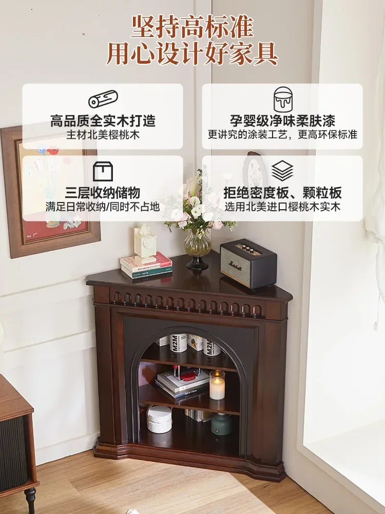 TAO  French corner fireplace decorative cabinet living room flame simulation fire antique triangle cabinet solid wood