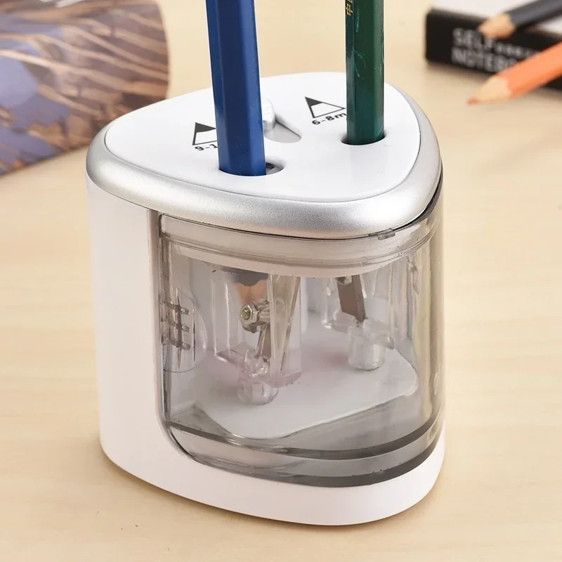 Battery Operated Electric Pencil Sharpener W/2 Holes 6-8mm and 9-12mm Auto-Stop School Supplies Korean Stationery