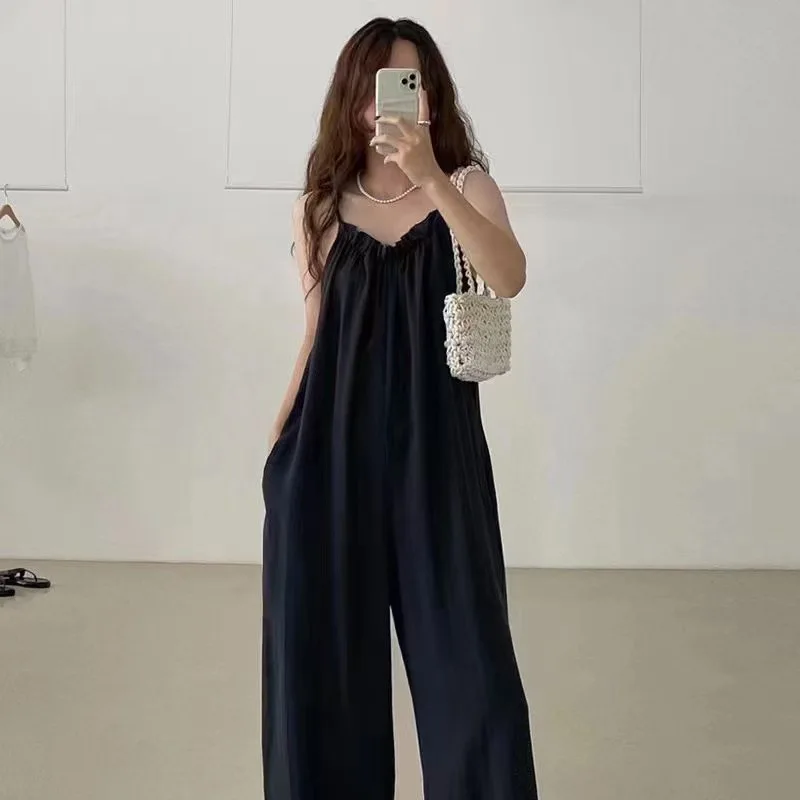 Spring and Summer 2024 Ladies Digital Printing Color Gradient Sleeveless Casual Baggy Jumpsuit