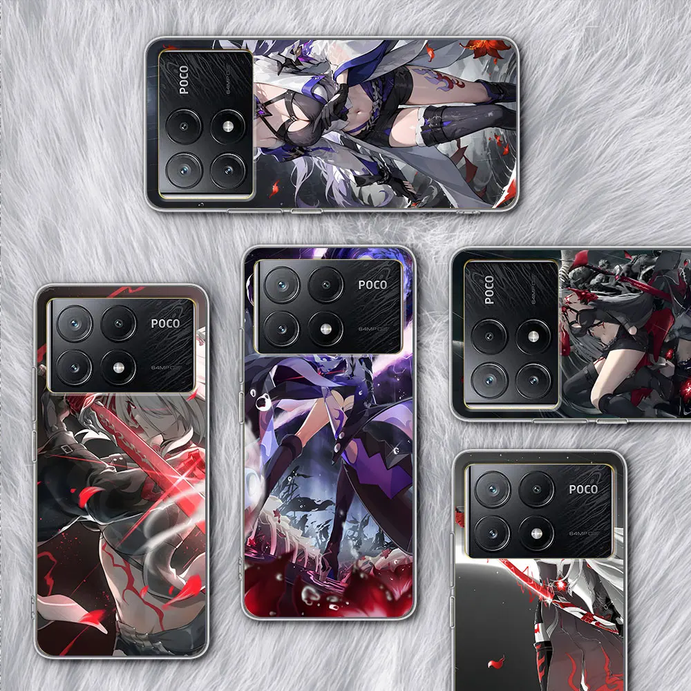 Capa de trilho estrela Acheron-Honkai para Xiaomi, tampa transparente do telefone do silicone, Poco X3, X6, X5, F5, M5s, F4, GT, X4, F1, F3, M3, F2, m4 Pro, M5