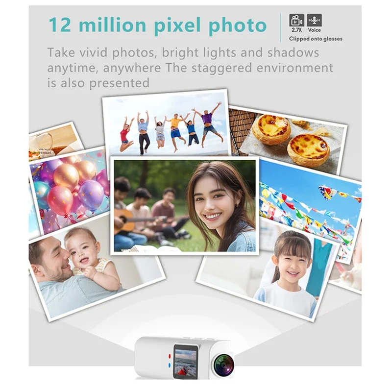 B34B-Camera Action Camera 2.7K Mini 250Mah Battery Sound Recording Video Recording White