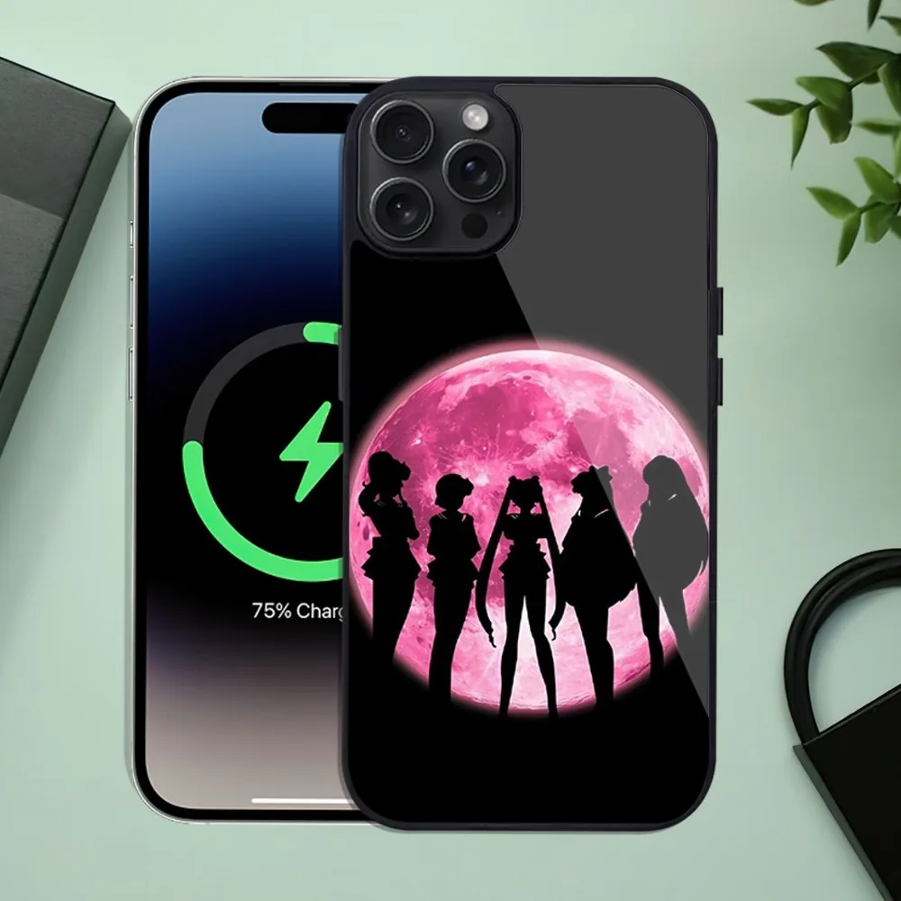 Anime S-Sailor M-Moon Phone Case For iPhone 11 Mini 12 13 Max 14 Plus 15 Pro Magesafe Magnetic Shell