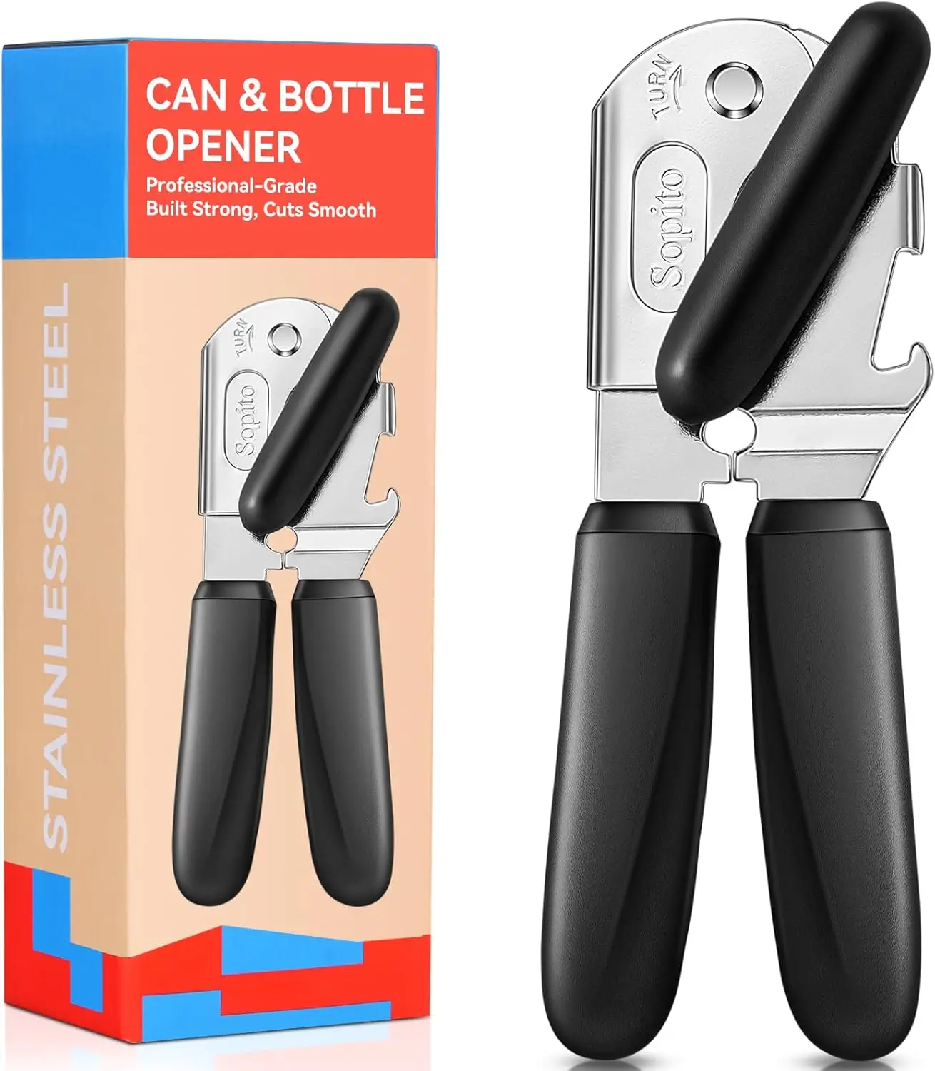 

Heavy Duty Manual Can Opener with Magnetic Lid Lifter, Sharp Stainless Steel Blade for Easy Use