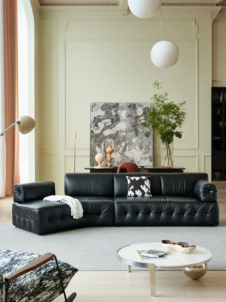 Living Room Leather Sofa Special-Shaped Household Large and Small Apartment Imported